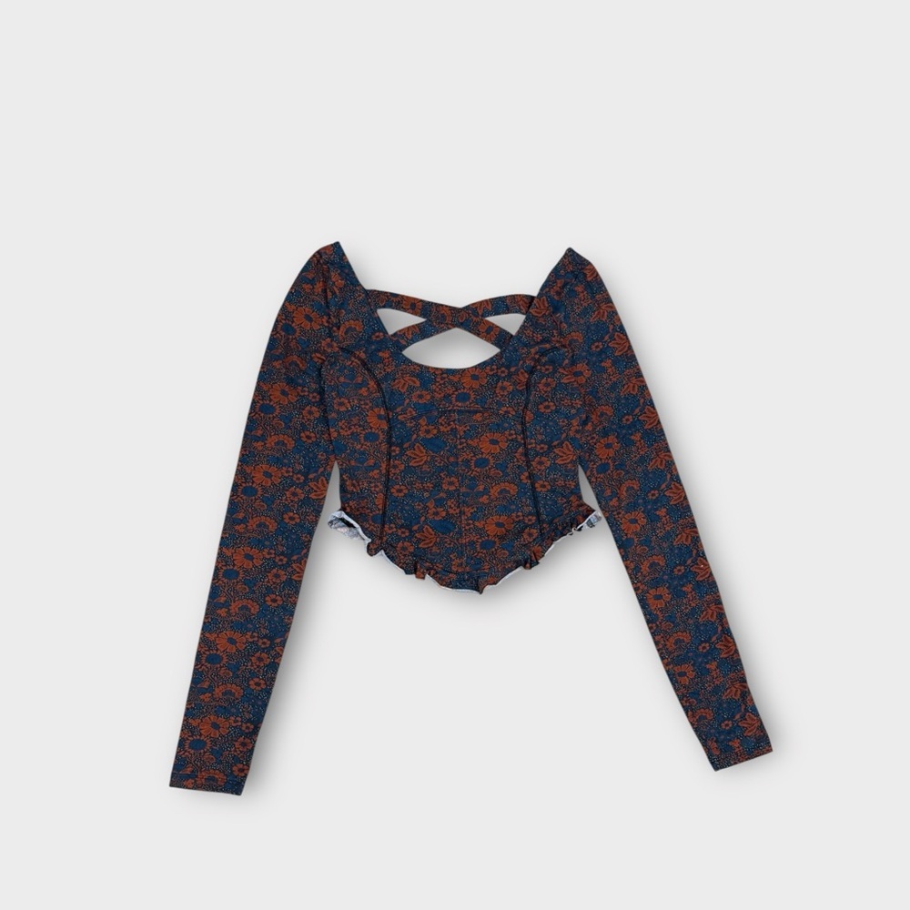 Free People Floral Cut-Out Long Sleeve Top – Size M